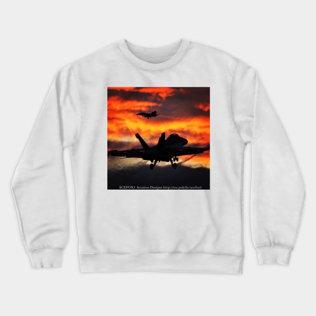 2-Sided Super Hornet at dusk Crewneck Sweatshirt by acefox1